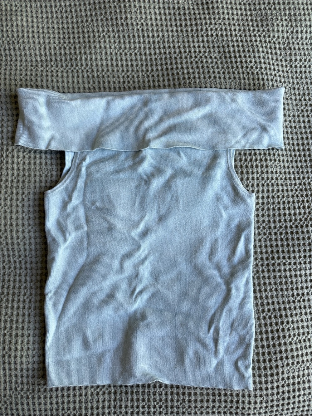 Dynamite light baby blue knit Fold-Over off the shoulder Top